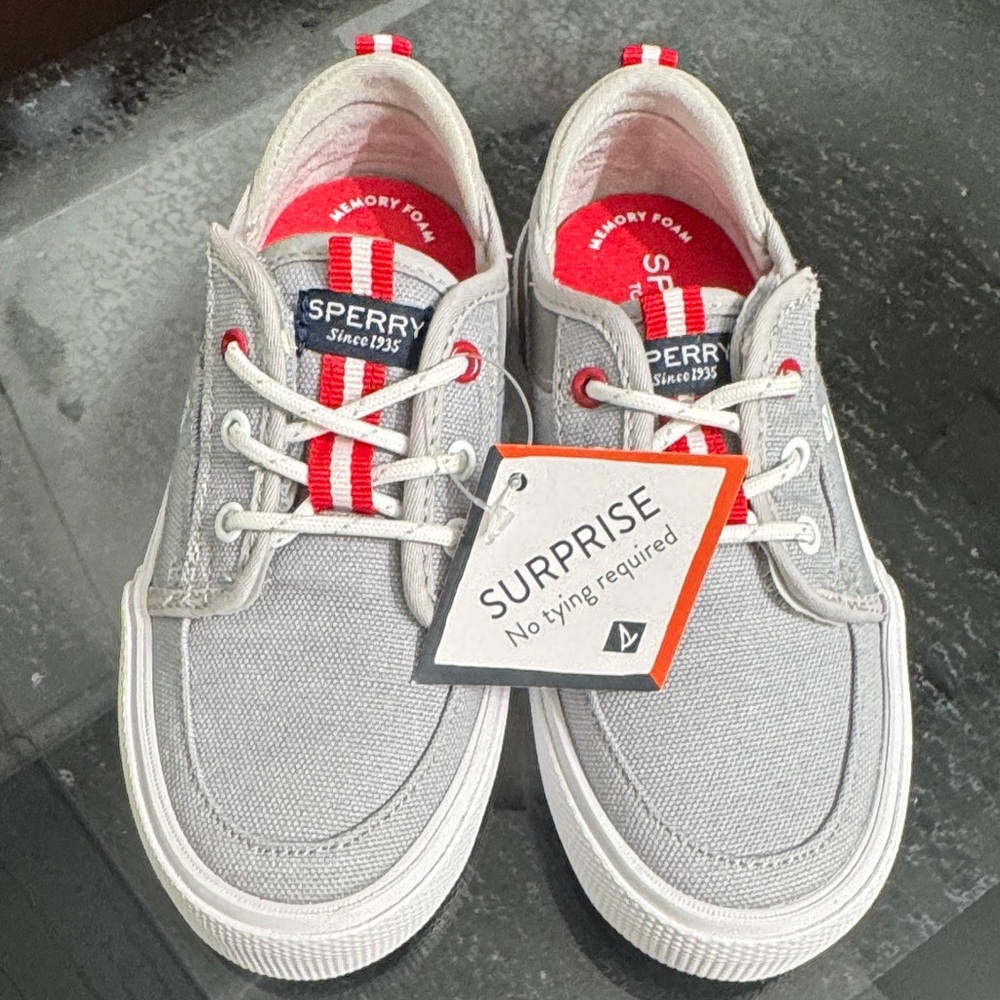 Sperry Kids Gray and Red Sneakers